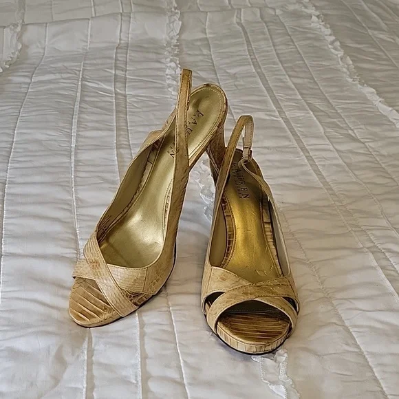 Ralph Lauren Peep Toe Sandals with Heels Tan Color size 8 - Picture 9 of 11